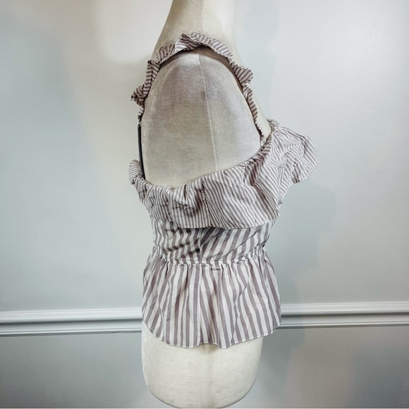 VICTORIA’S SECRET Gray & White Striped Ruffle Asymmetric Sleep Cami Tank - SMALL - Picture 7 of 12